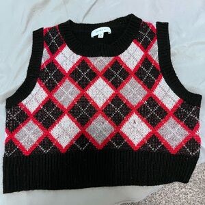 Black,red and white top